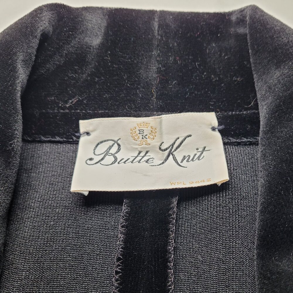 Butte Knit Vintage Black Velvet Blazer Jacket Womens 80s Retro Old Money - Picture 5 of 10